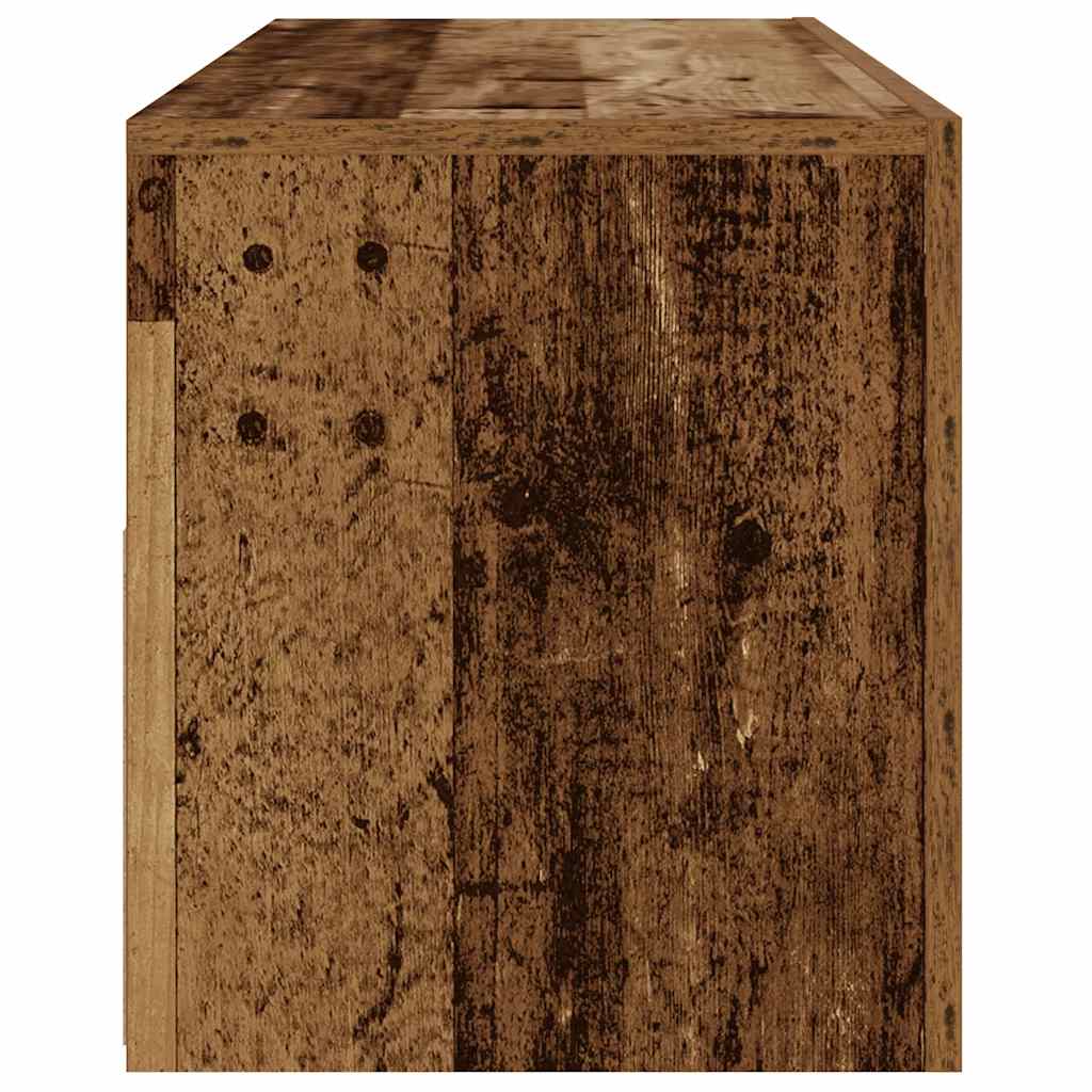 Mesas cabeceira c/ luzes LED 2 pcs 60x35x40 cm madeira velha