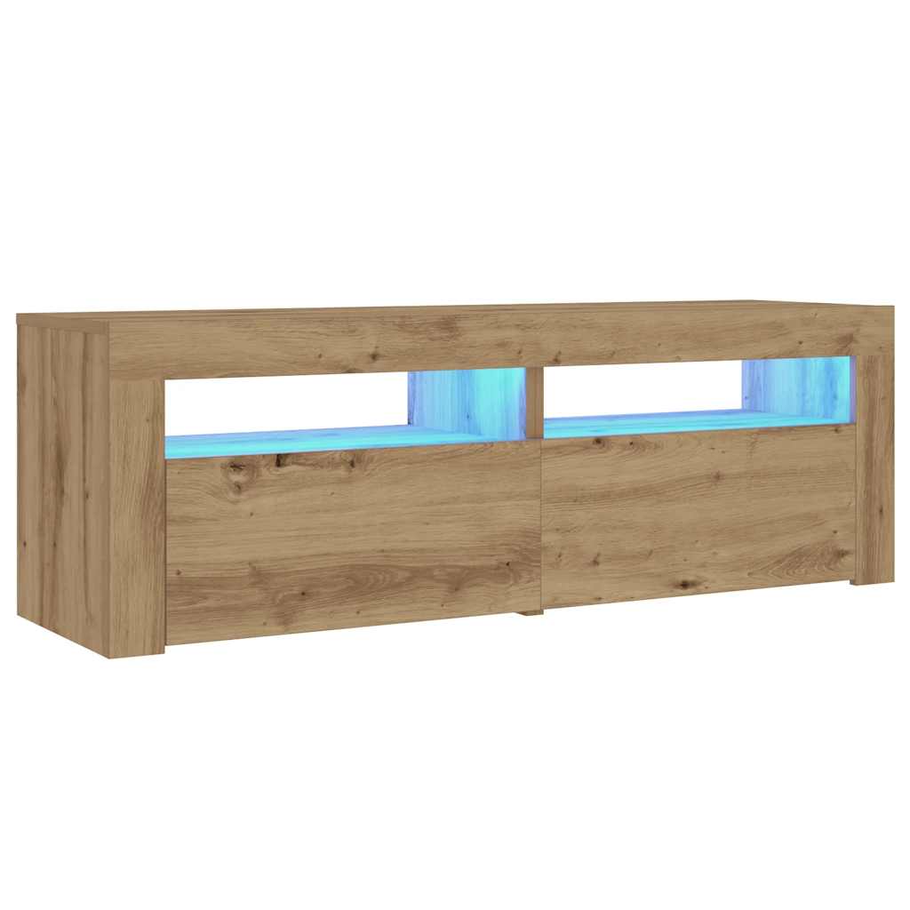Mesas cabeceira c/ LEDs 2 pcs 60x35x40 cm carvalho artesanal
