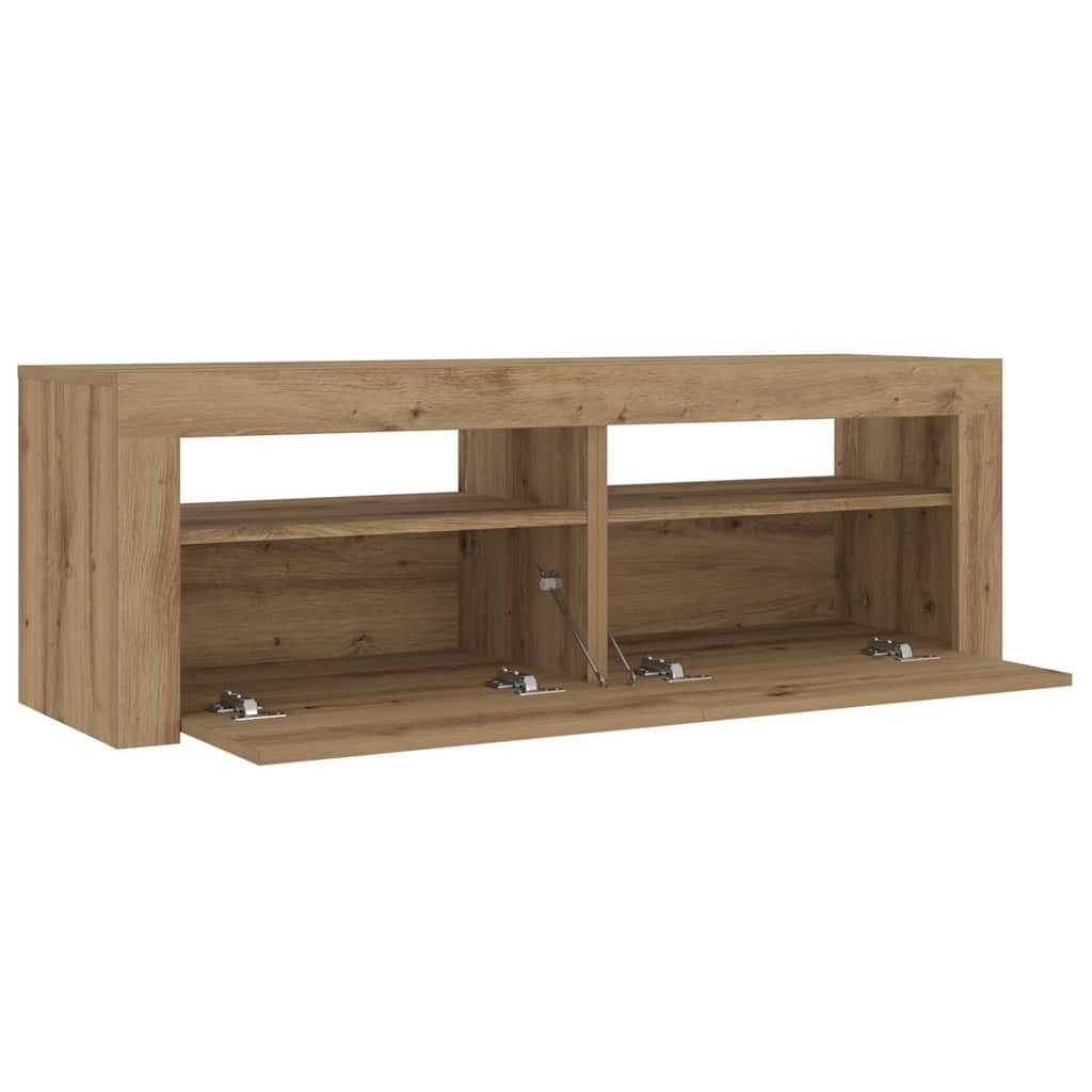 Mesas cabeceira c/ LEDs 2 pcs 60x35x40 cm carvalho artesanal