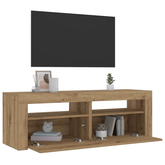 Mesas cabeceira c/ LEDs 2 pcs 60x35x40 cm carvalho artesanal