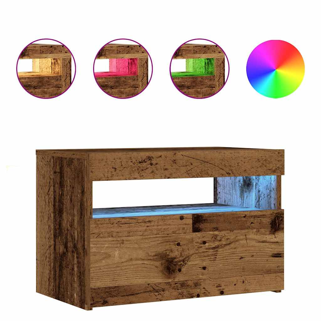 Mesa de cabeceira com LED derivados de madeira madeira velha