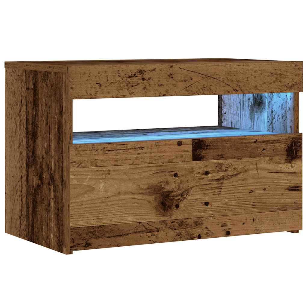 Mesa de cabeceira com LED derivados de madeira madeira velha