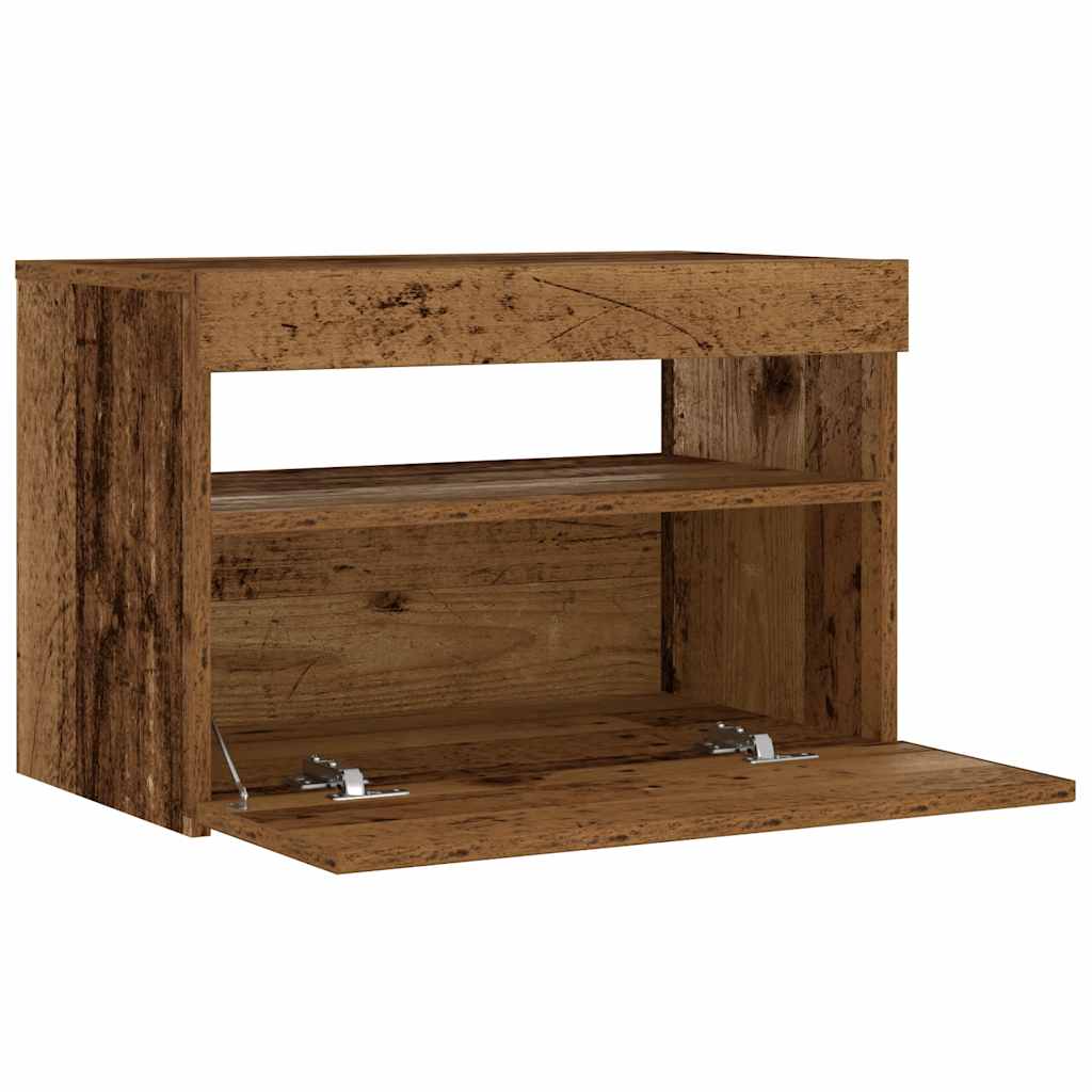Mesa de cabeceira com LED derivados de madeira madeira velha