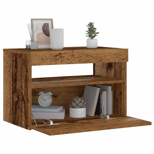 Mesa de cabeceira com LED derivados de madeira madeira velha