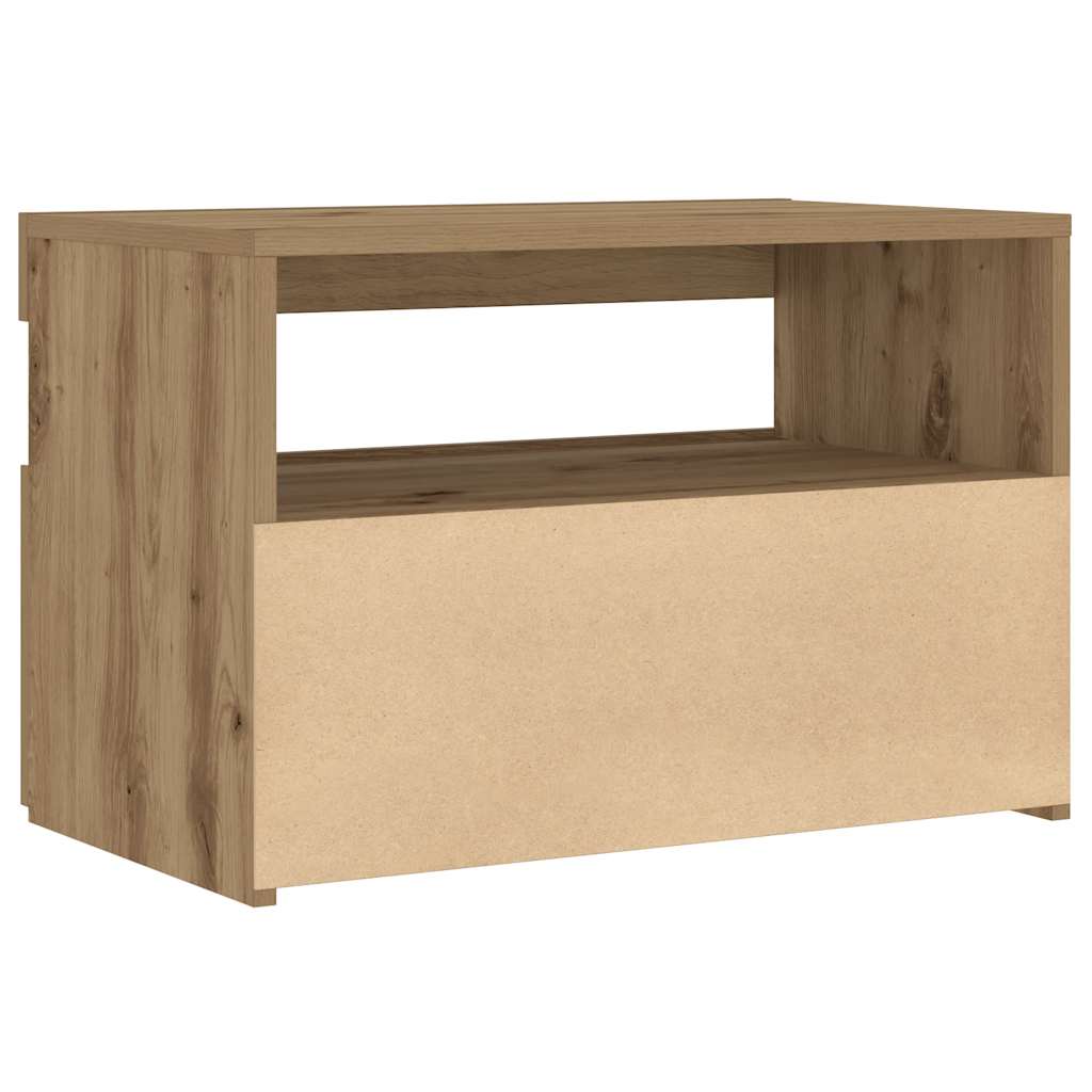 Mesa cabeceira c/ LED derivados de madeira carvalho artisiano