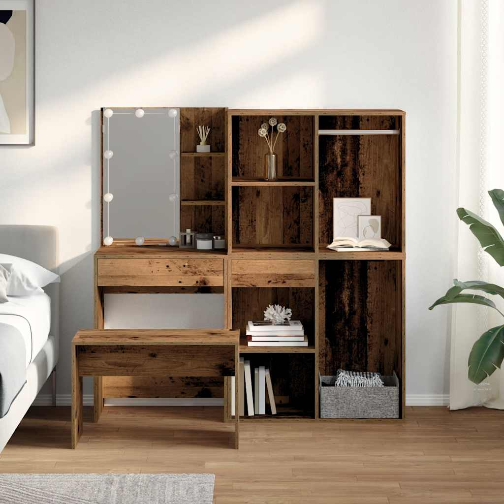 Conjunto toucador com luzes LED derivados madeira madeira velha