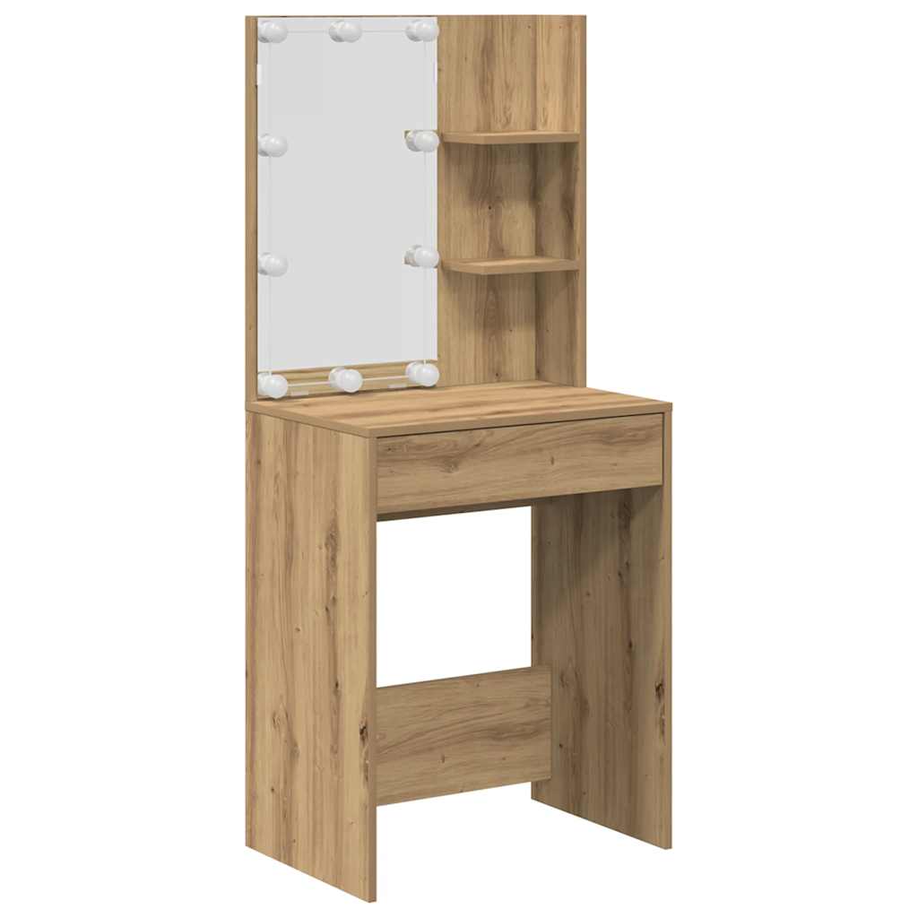 Conjunto penteadeiracom LED deriv. madeira carvalho artisiano