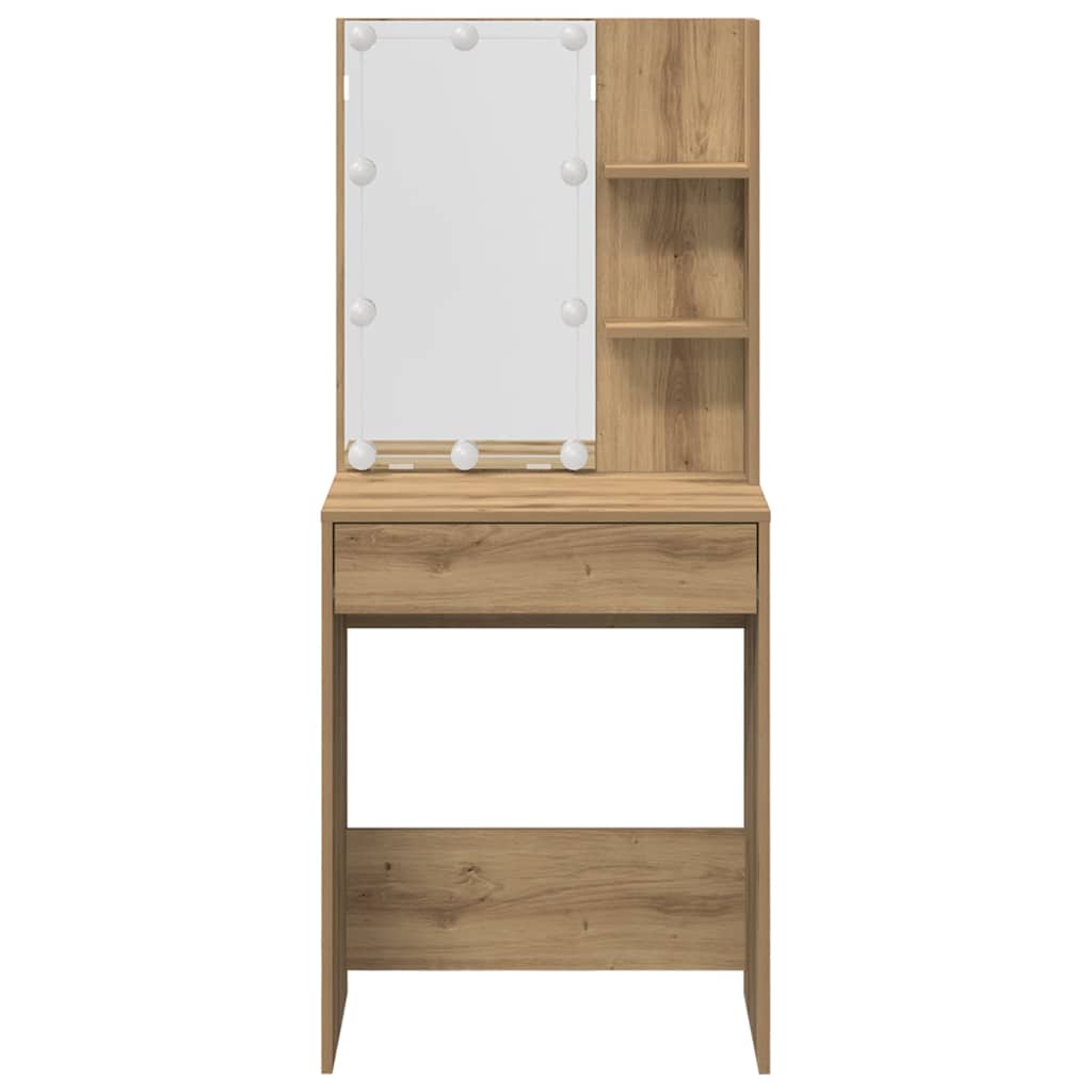 Conjunto penteadeiracom LED deriv. madeira carvalho artisiano