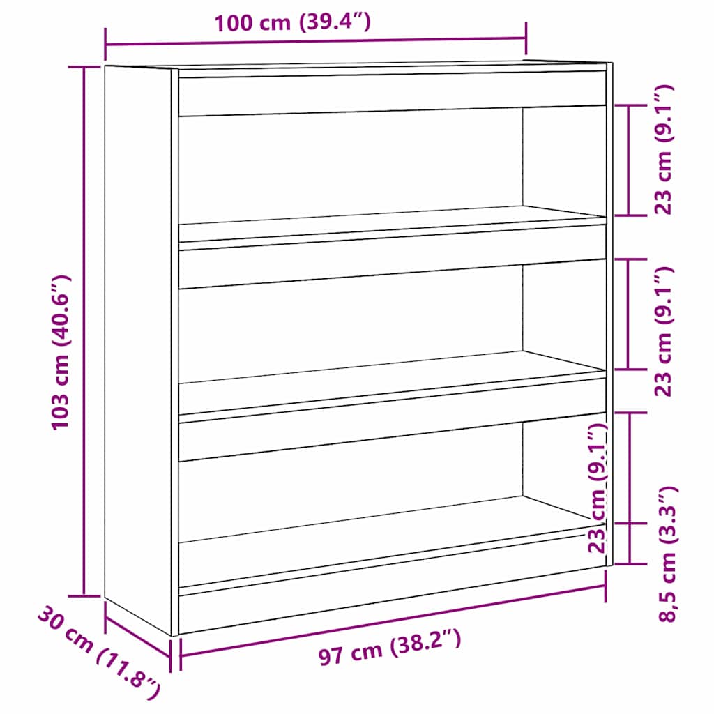 Gabinete de Livros Madeira antiga 100 x 30 x 103 cm