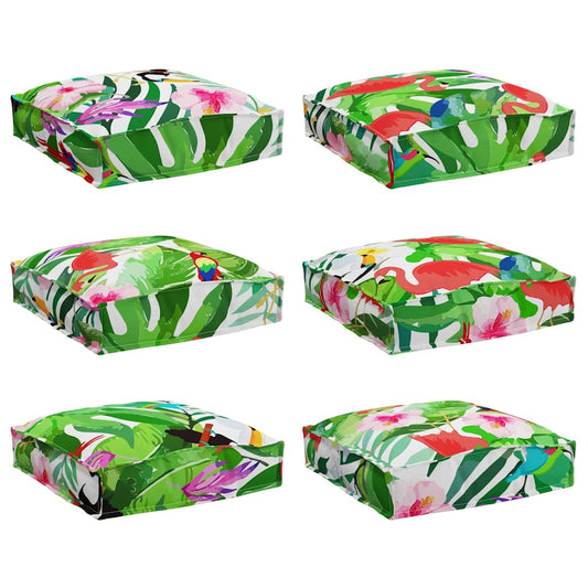 Almofada Floral 6 pcs Multicolor 40 x 40 x 8 cm Tecido Oxford