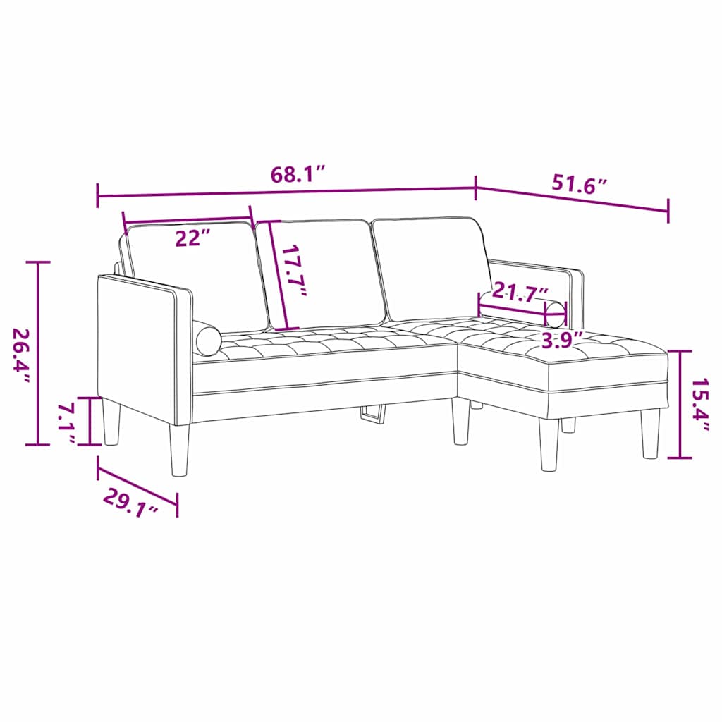 Conjunto de Sofás Cinzento-claro 173 x 131 x 67 cm tecido