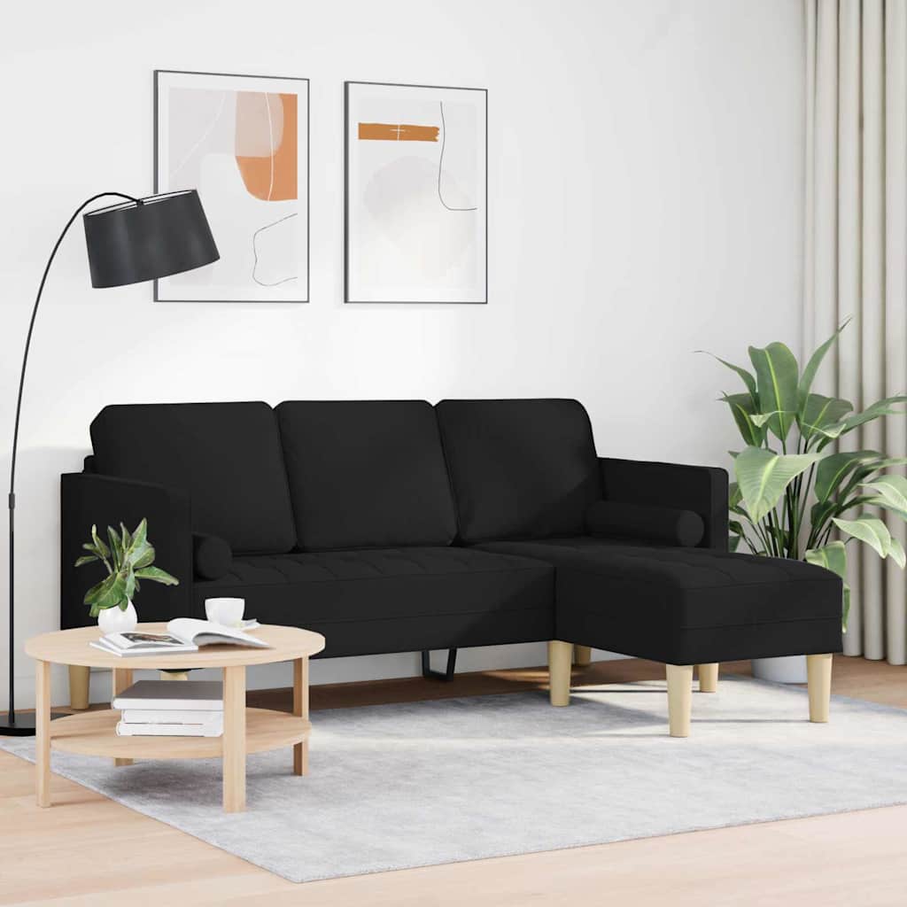 Conjunto de Sofás Preto 173 x 131 x 67 cm tecido