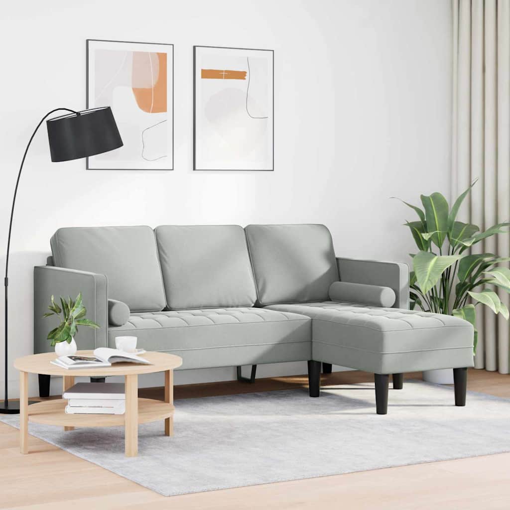 Conjunto de Sofás Cinzento-claro 173 x 131 x 67 cm Veludo