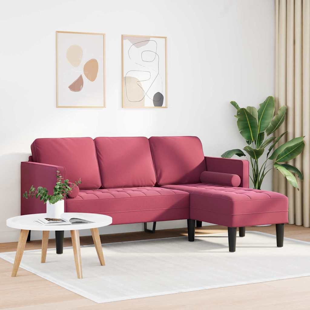 Conjunto de Sofás vermelho tinto 173 x 131 x 67 cm Veludo