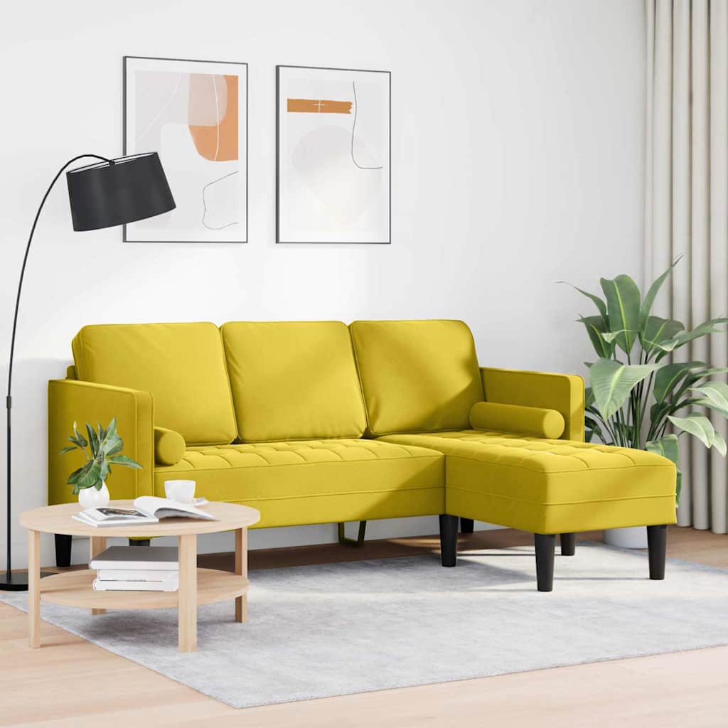 Conjunto de Sofás Amarelo 173 x 131 x 67 cm Veludo