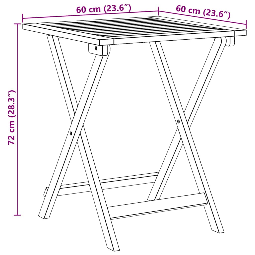 Mesa de Jardim Natural 60 x 60 x 72 cm Madeira Sólida de Acácia