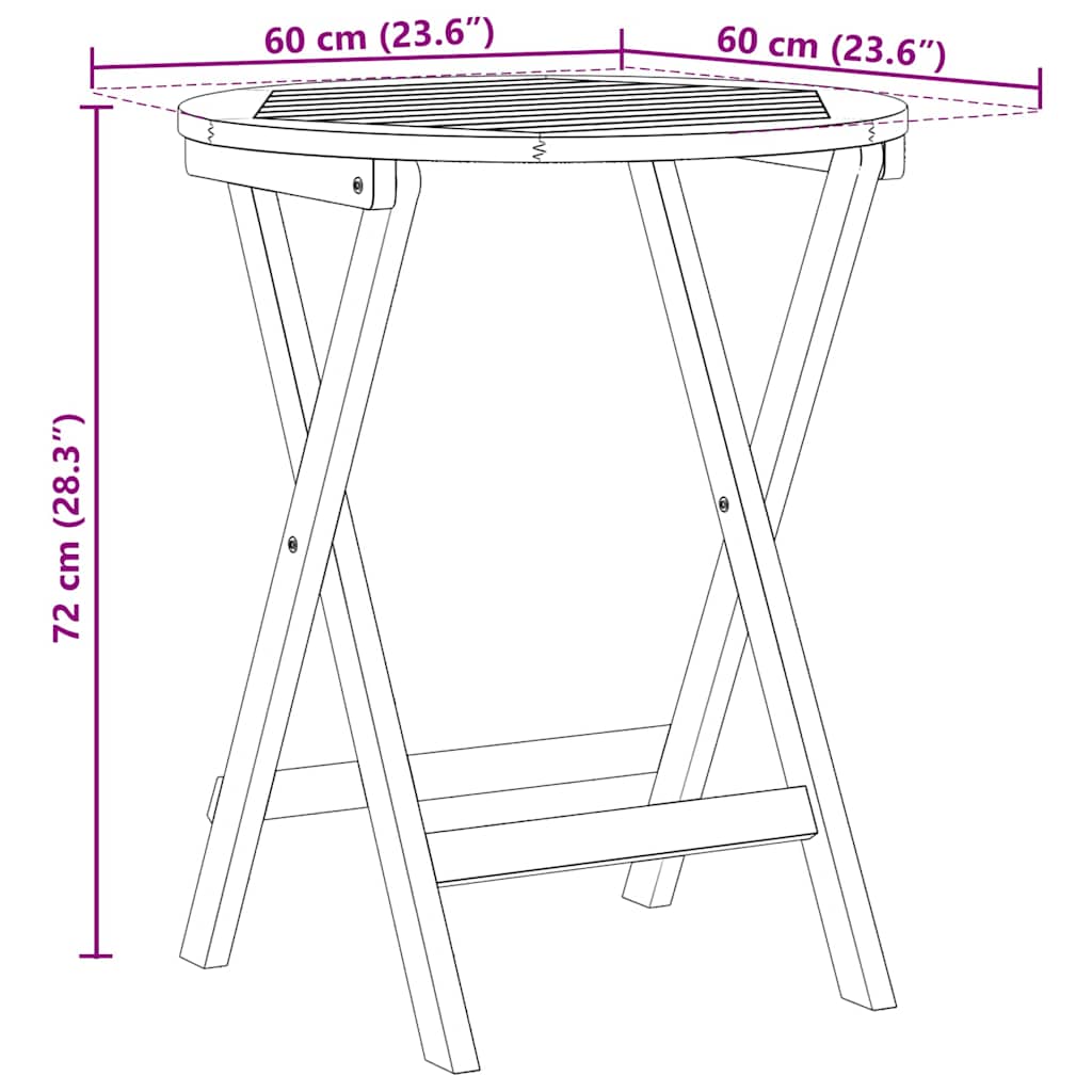 Mesa de Jardim Natural 60 x 60 x 72 cm Madeira Sólida de Acácia