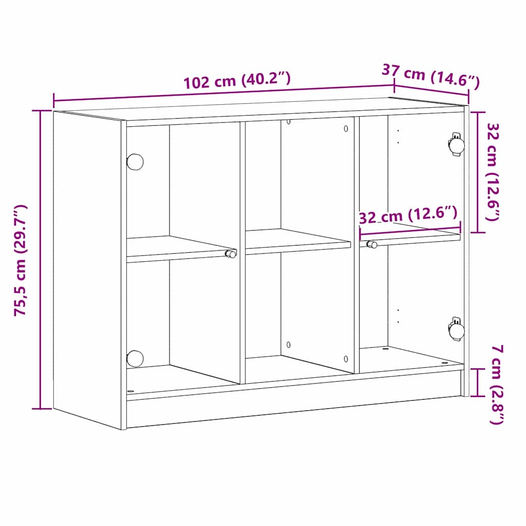 Buffet Carvalho Preto 100 x 37 x 75.5 cm