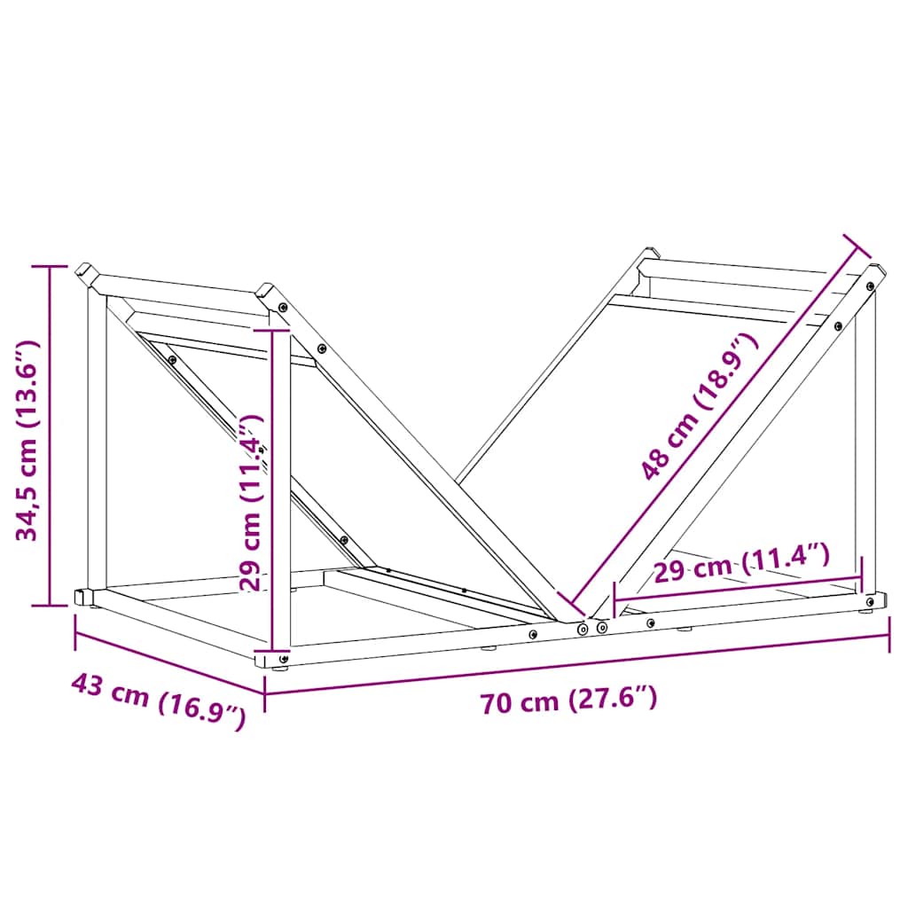 Suporte para lenha 70x43x34,5 cm aço laminado a frio branco