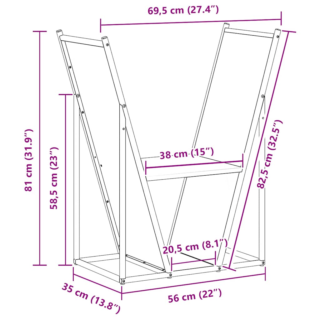 Suporte para lenha 69,5x35x81 cm aço laminado a frio branco