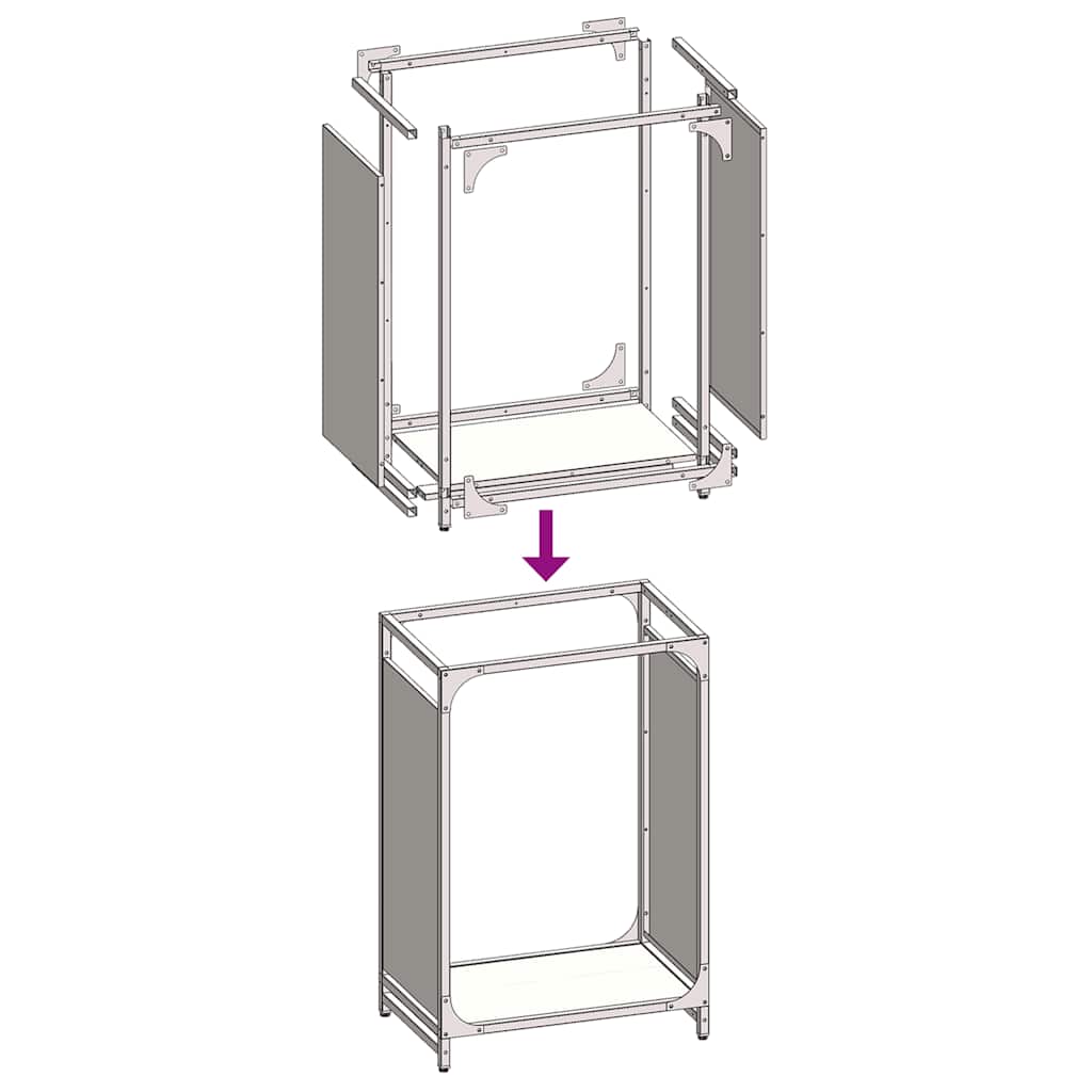 Suporte para lenha 44x28x65 cm aço laminado a frio antracite