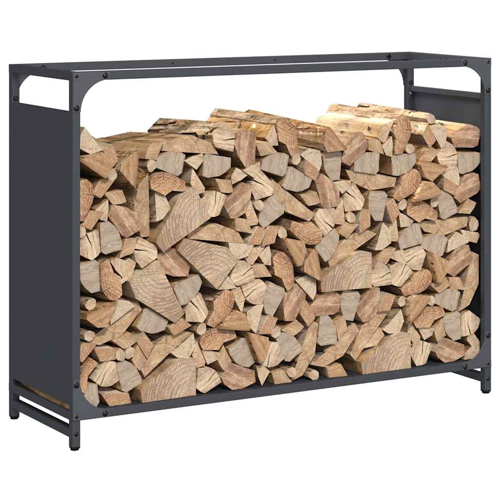 Suporte para lenha 90x28x65 cm aço laminado a frio antracite