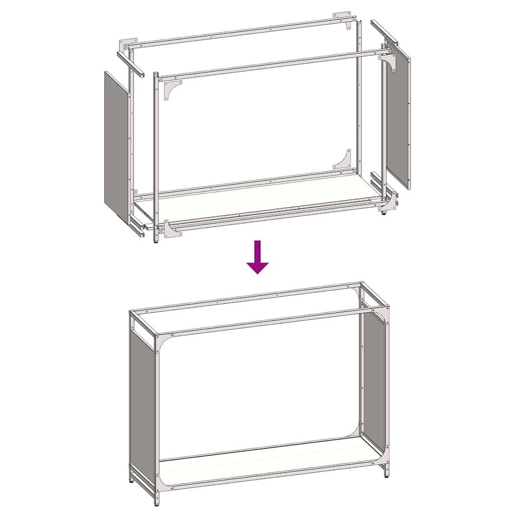 Suporte para lenha 90x28x65 cm aço laminado a frio antracite