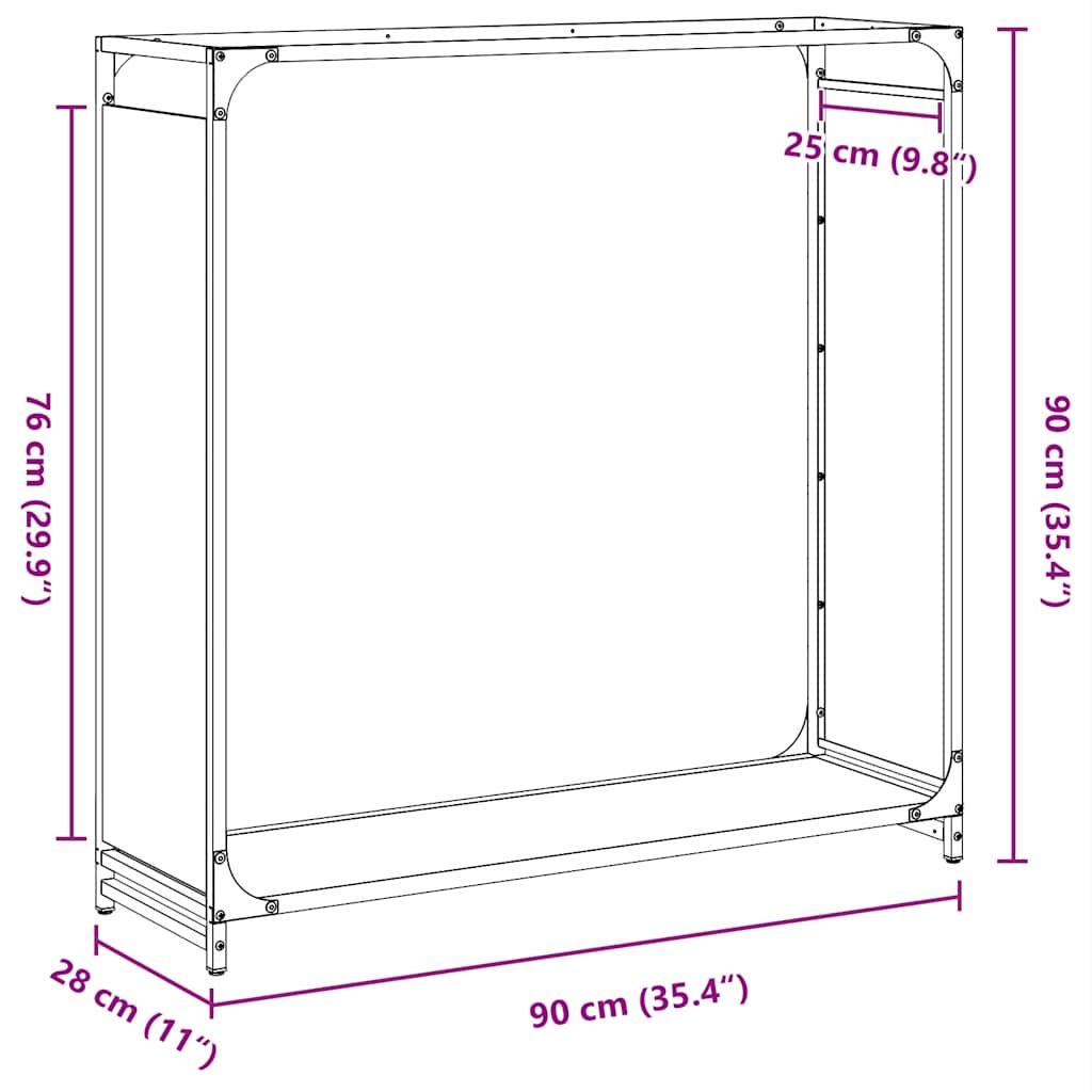 Suporte para lenha 90x28x90 cm aço laminado a frio branco