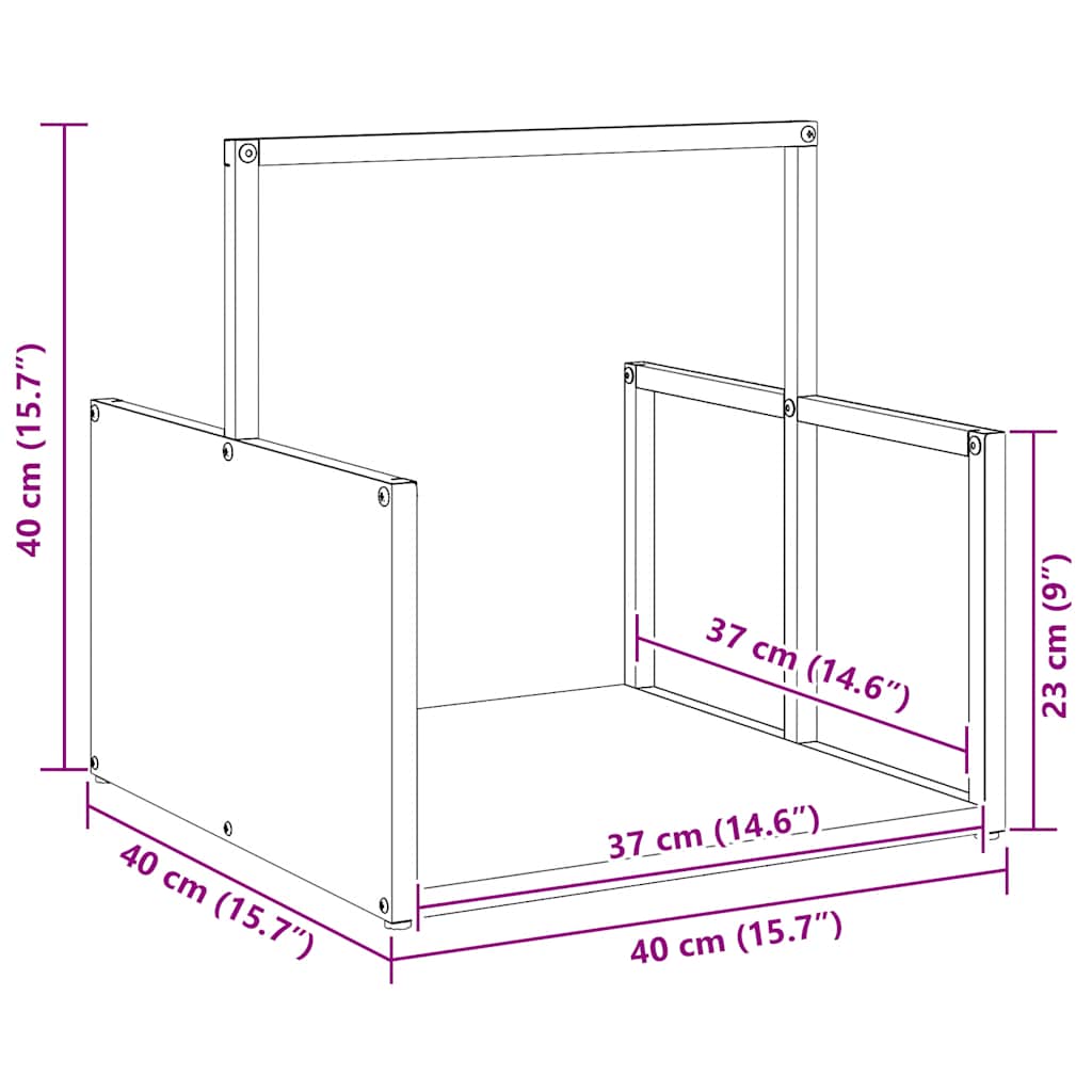 Suporte para lenha 40x40x40 cm aço laminado a frio antracite