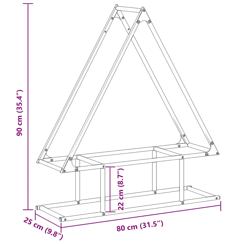 Suporte para lenha 80x25x90 cm aço laminado a frio antracite
