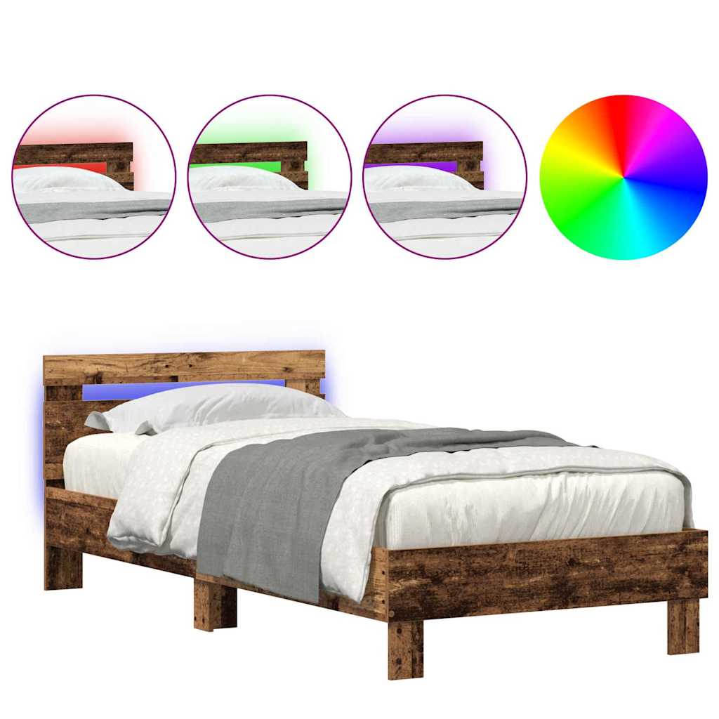 Estrutura da Cama com cabeceira Madeira antiga 100 x 200 cm
