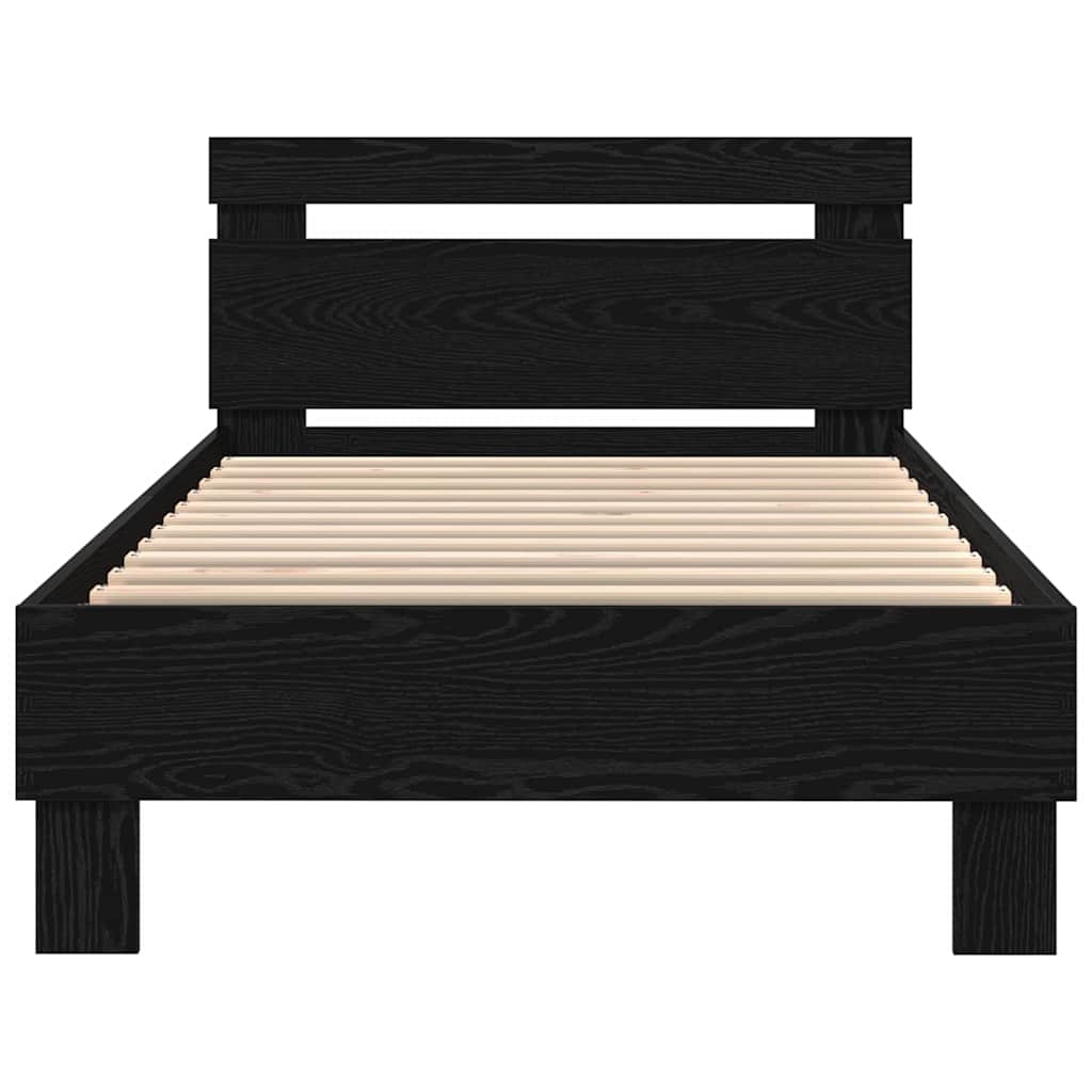 Estrutura da Cama com cabeceira Carvalho preto 100 x 200 cm