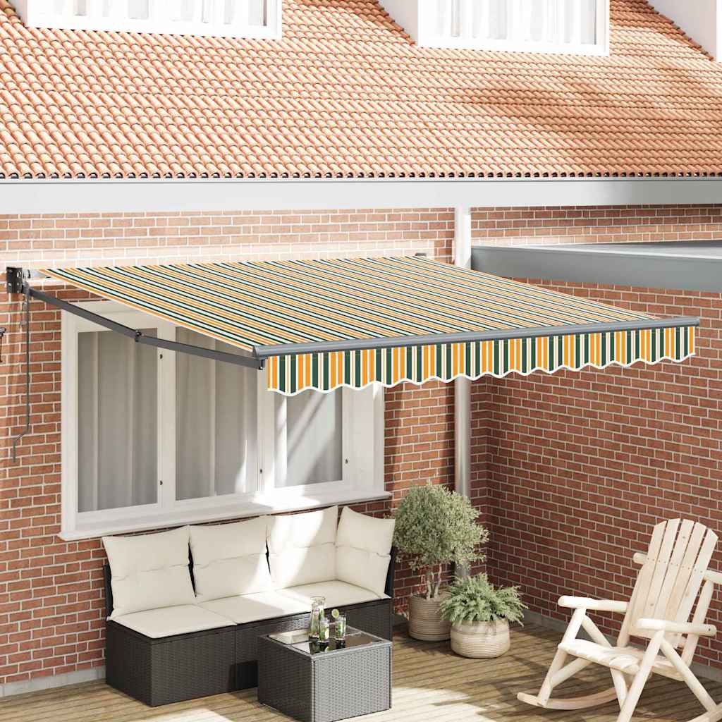 Toldo Retrátil Verde e amarelo 350 x 250 cm tecido