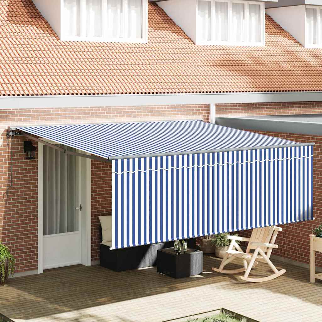 Toldo Retrátil Manual Azul e antracite 400 × 300 cm
