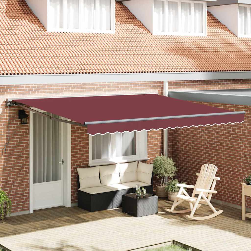 Toldo Retrátil Manual Vermelho Borgonha 400x300 cm tecido