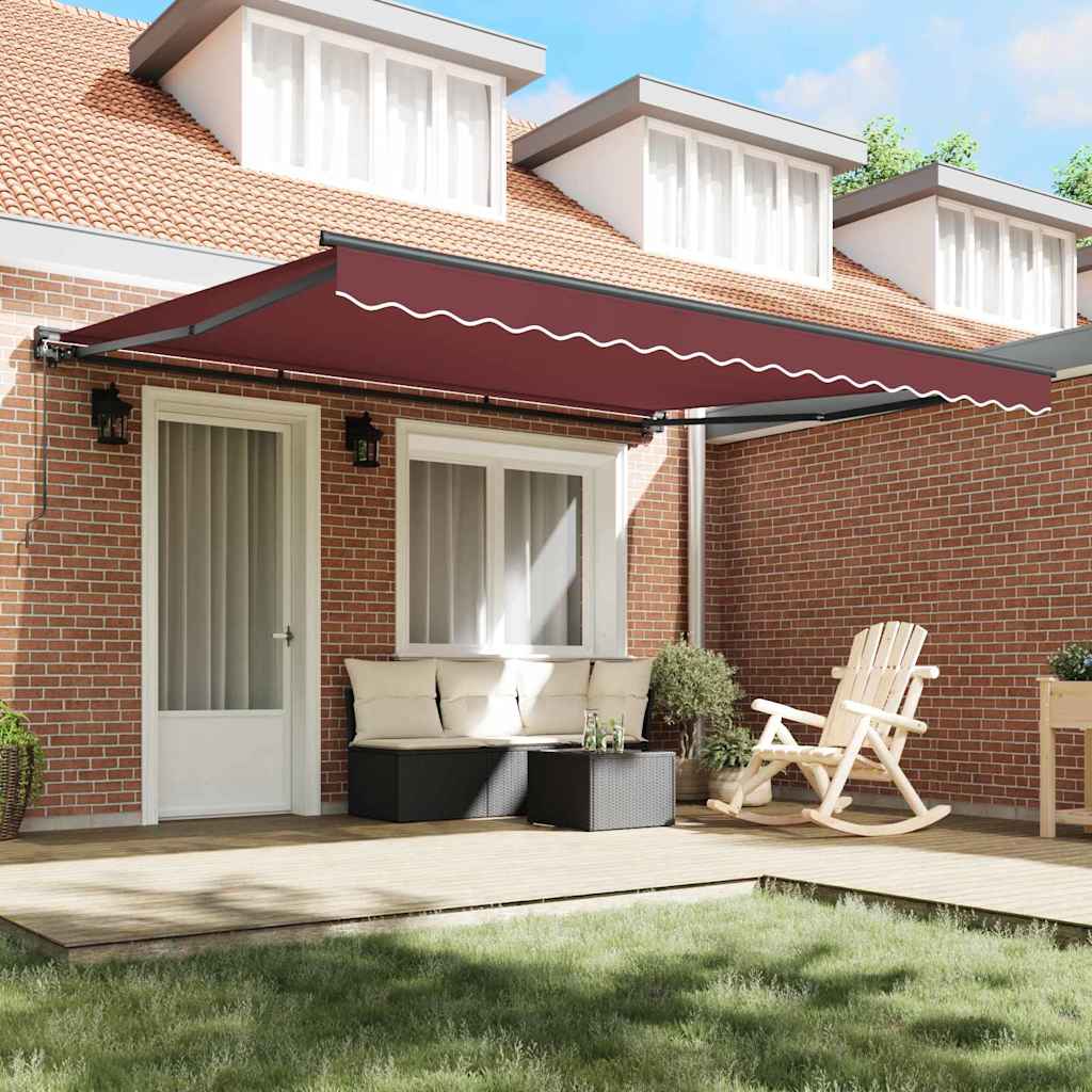 Toldo Retrátil Manual Vermelho Borgonha 400x300 cm tecido