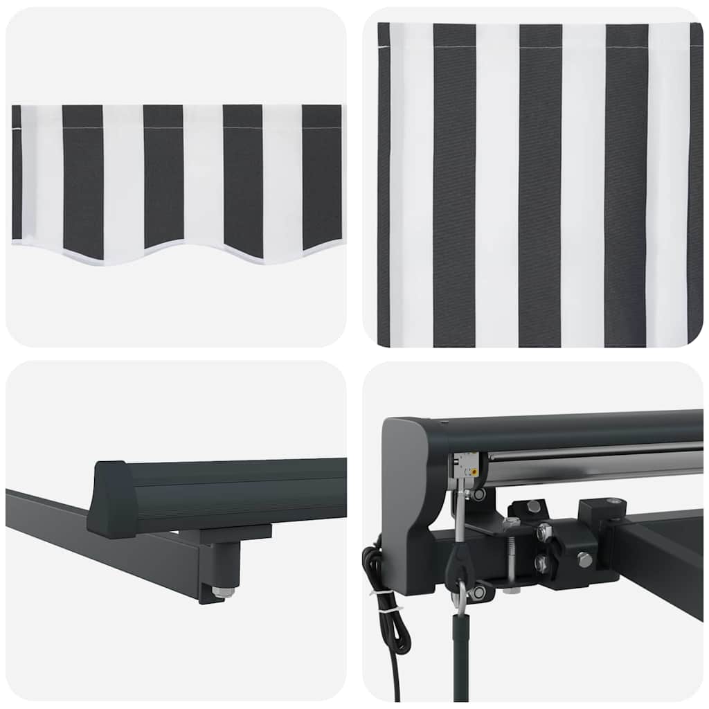 Toldo Retrátil Antracite e Branco 400x300 cm tecido