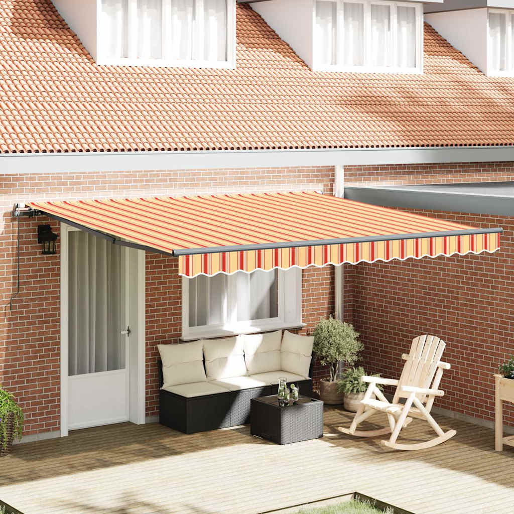 Toldo Retrátil Manual amarelo e laranja 400 × 300 cm tecido