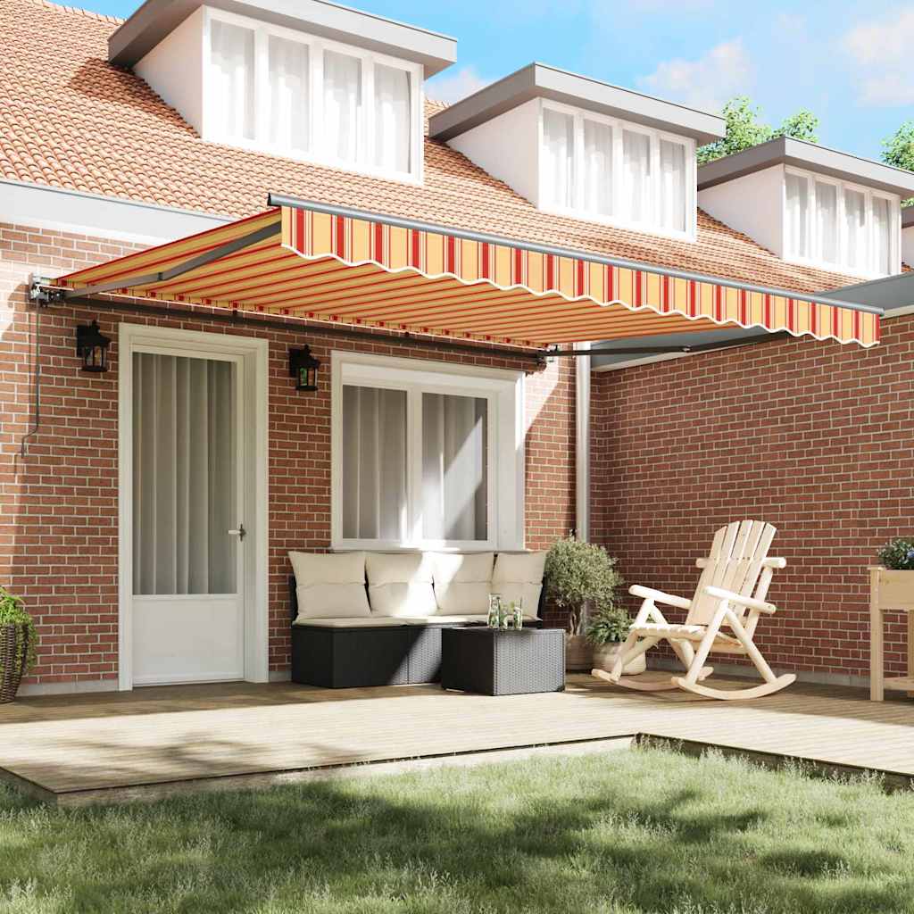 Toldo Retrátil Manual Amarelo e Laranja 400x300 cm tecido