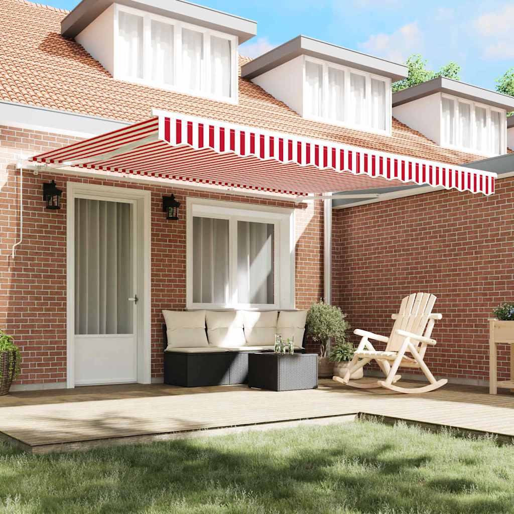 Toldo Retrátil Vermelho e branco 400 × 300 cm Poliéster