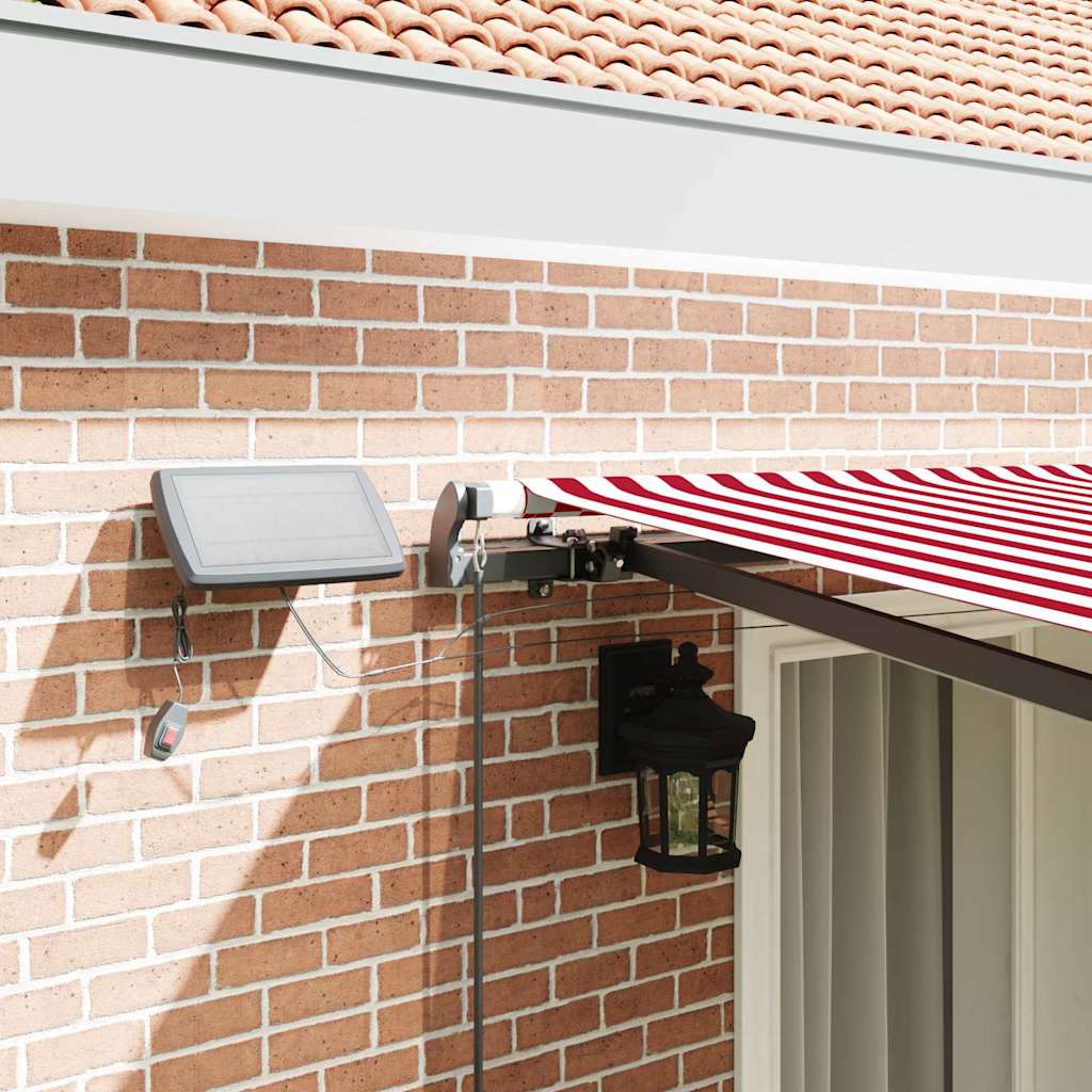 Toldo Retrátil Manual Vermelho e branco 400 ×300 cm tecido