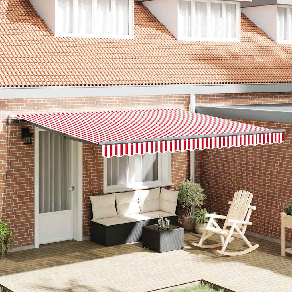 Toldo Retrátil Vermelho e branco 400 ×300 cm tecido
