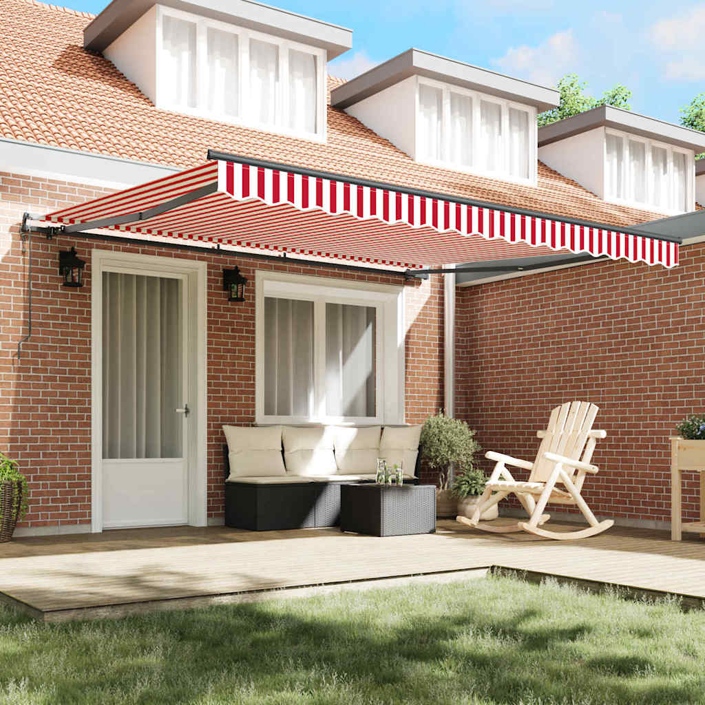 Toldo Retrátil Vermelho e branco 400 ×300 cm tecido