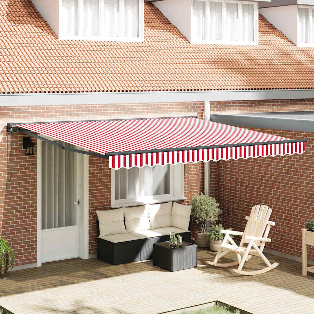 Toldo Retrátil Listrado Vermelho e Branco 400x300 cm tecido