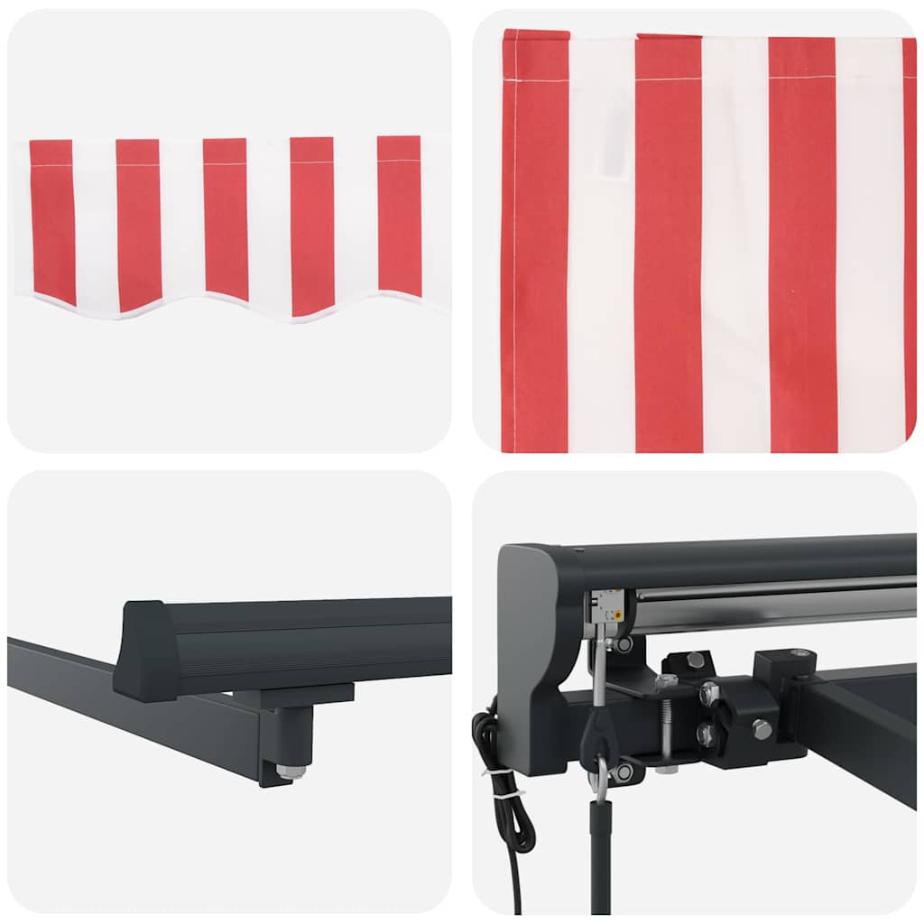 Toldo Retrátil Listrado Vermelho e Branco 400x300 cm tecido