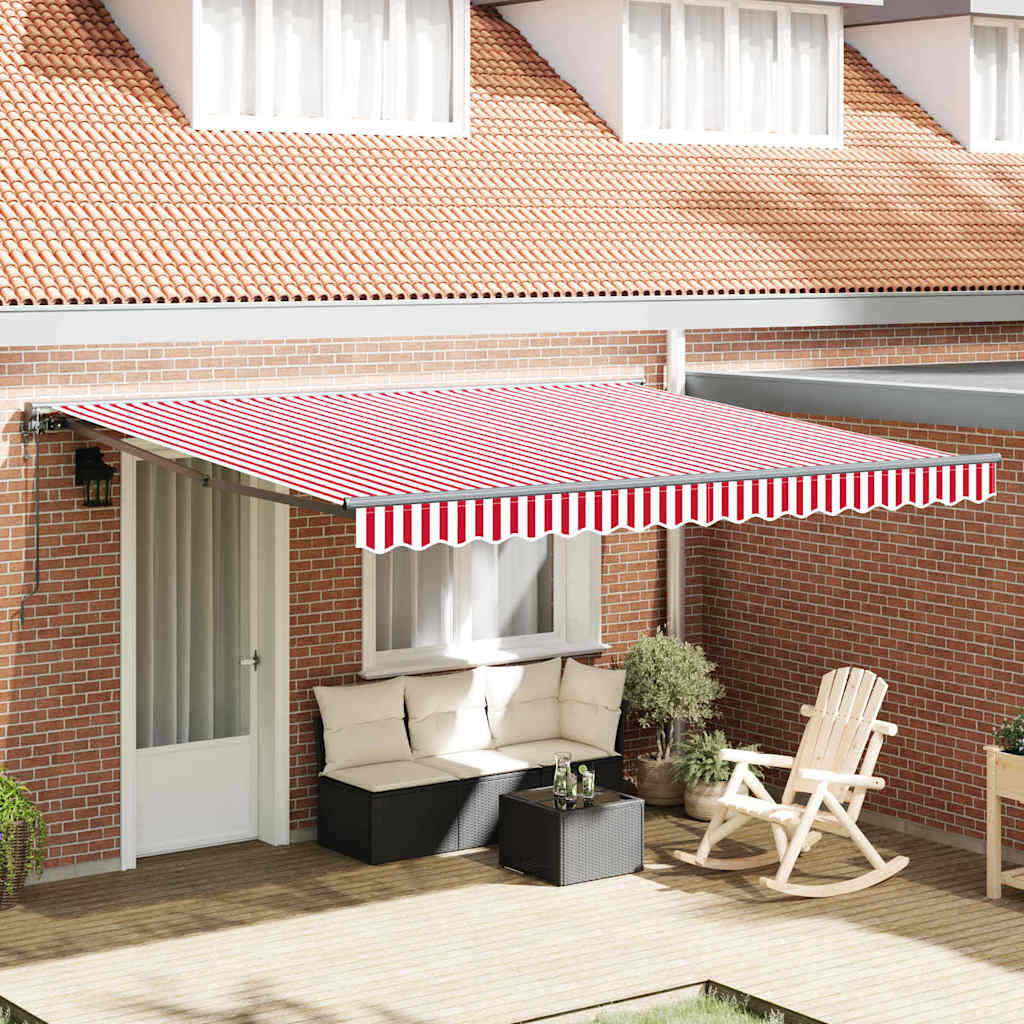 Toldo Retrátil Listrado Vermelho e Branco 400x300 cm tecido