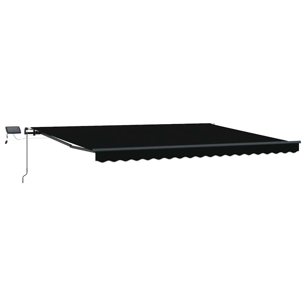Toldo Retrátil com luzes de tira LED Preto 400 ×300 cm tecido