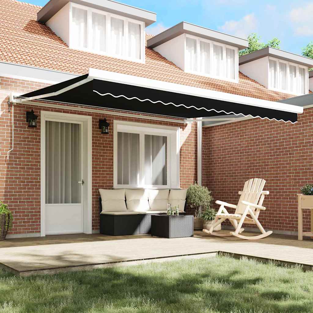 Toldo Retrátil Preto 400 ×300 cm Tecido e Metal