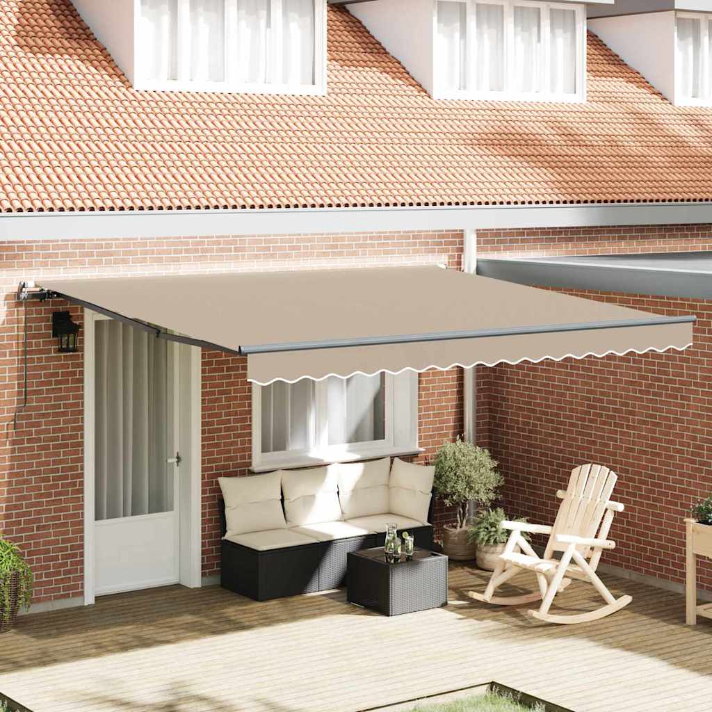 Toldo Retrátil Manual Bege 400 × 300 cm tecido