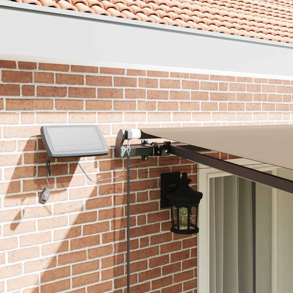 Toldo Retrátil com luzes de tira LED Bege 400 ×300 cm tecido